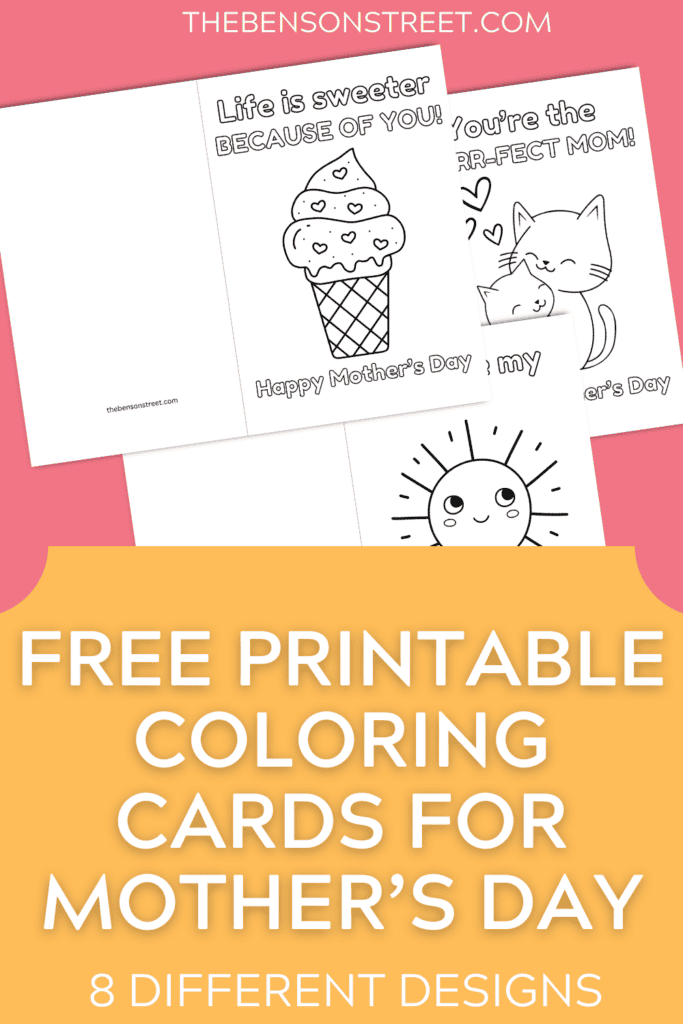 Free Printable Coloring Cards for Mother's Day with 8 Different Designs