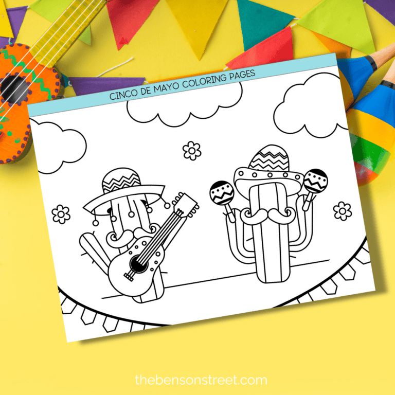 Free printable cactus cinco de mayo themed coloring page plus more