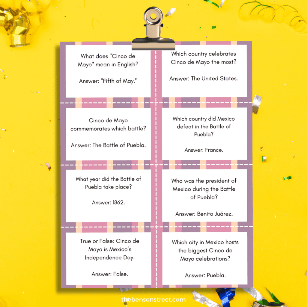 Free printable cinco de mayo trivia questions with answer key