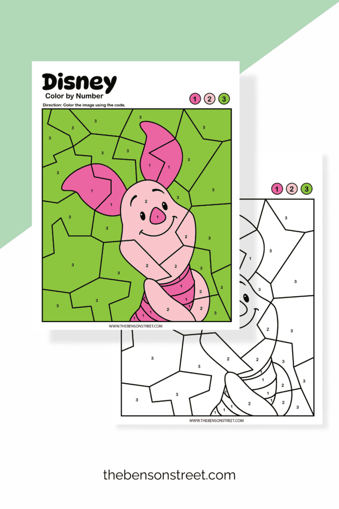 Free to print Disney Color by Number Piglet Page