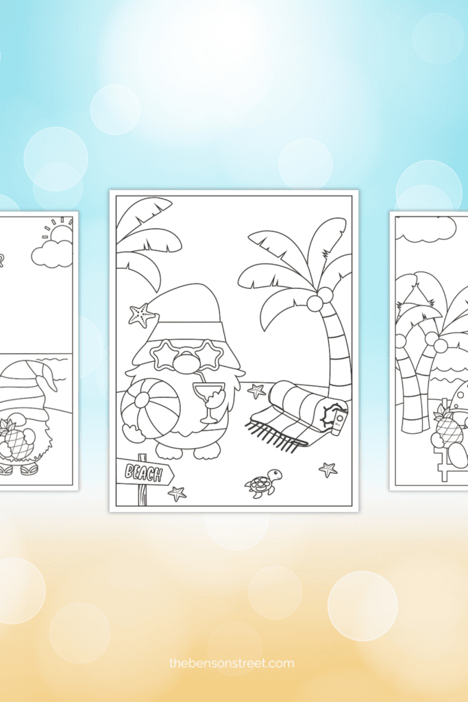 Gnome Themed Free summer coloring pages free to print for kids