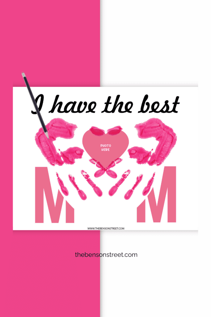 I have the best mom handprint art with a place for a picture