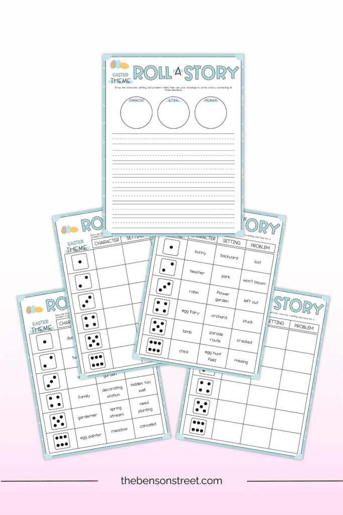 Kids creative writing project free printable roll a story about Easter