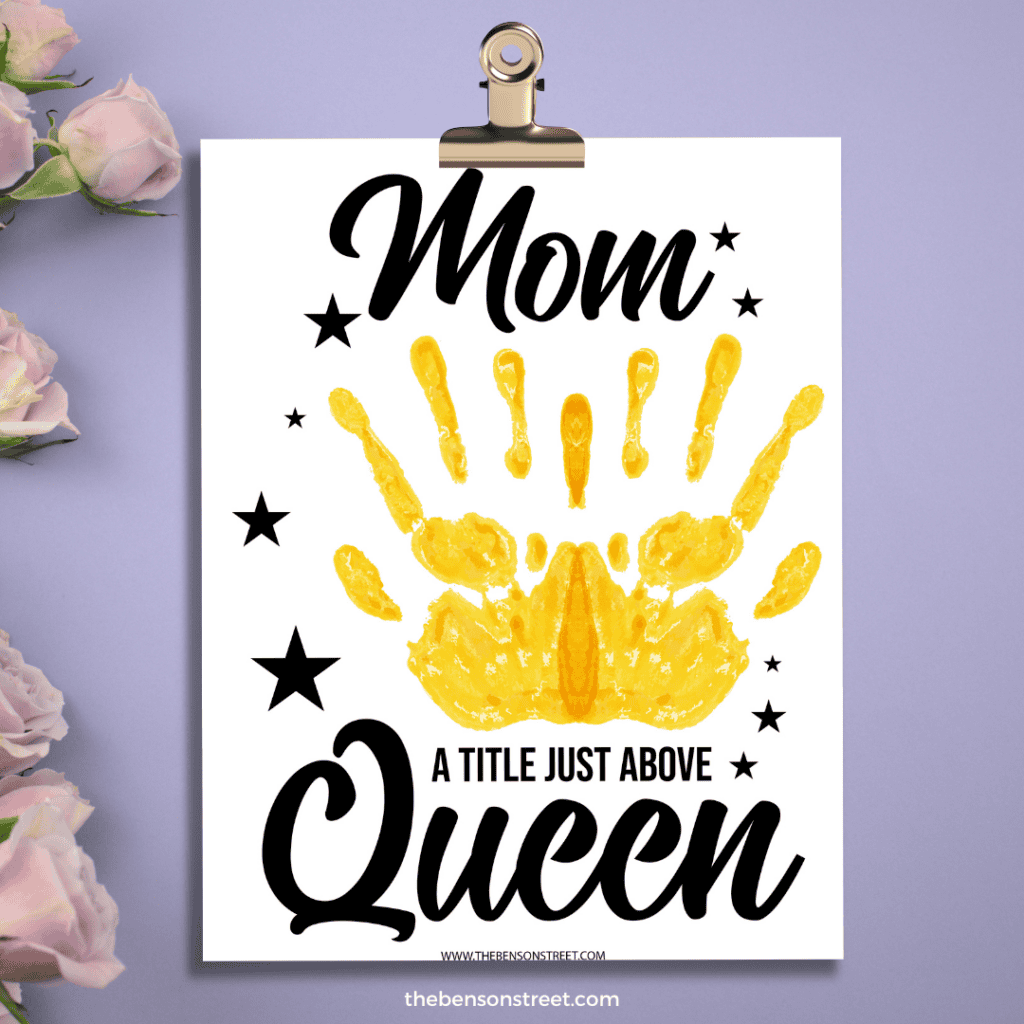 Mom a Title Just ABove Queen Handprint Crown Art Printable