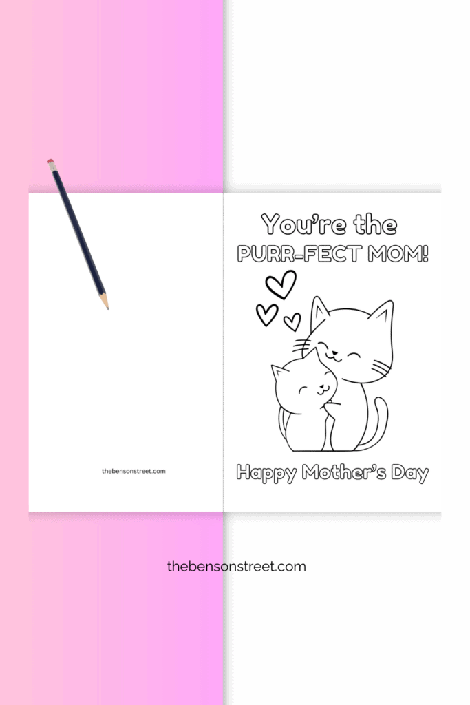 Mother's Day You're the Purr-fect Mom Coloring card