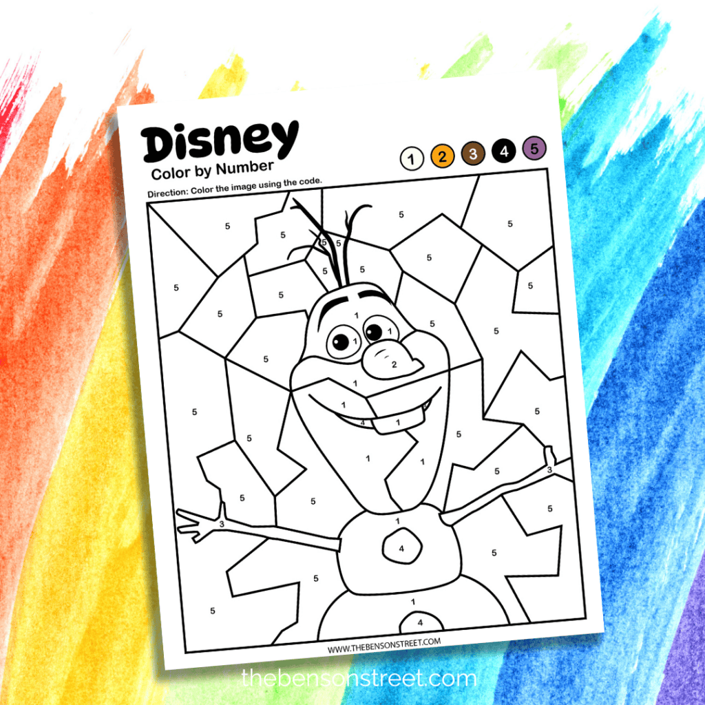 Olaf Color by Number Page free to print