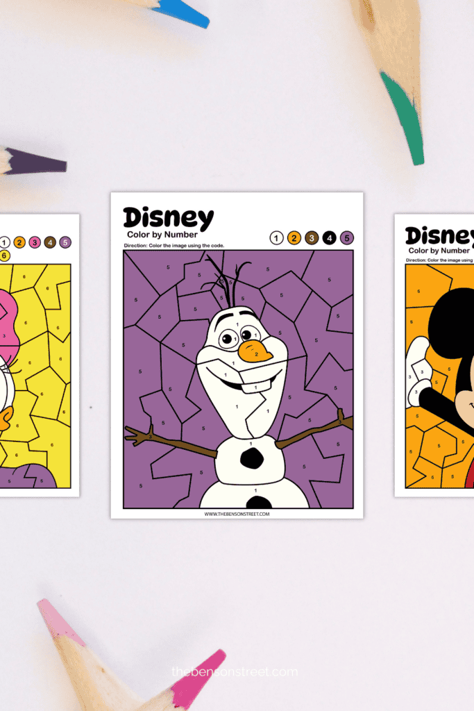 Olaf Snowman color by number page