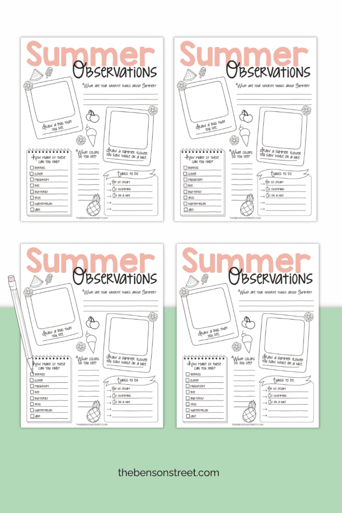Print out worksheets for all the kids to draw and write down what they find on a summer adventure