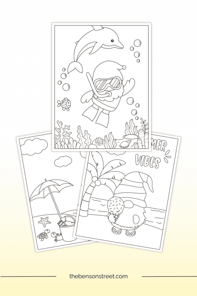 Printable gnome coloring pages freebie with ten pages