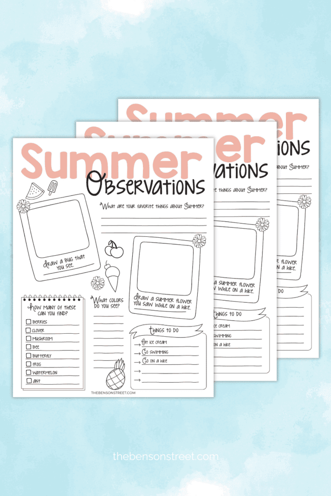 Provide a place for kids to write down all the things they see during the summer with this free printable