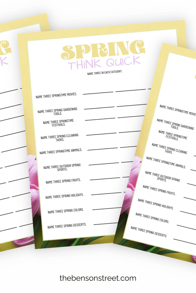 Quick Spring Game Free Printable