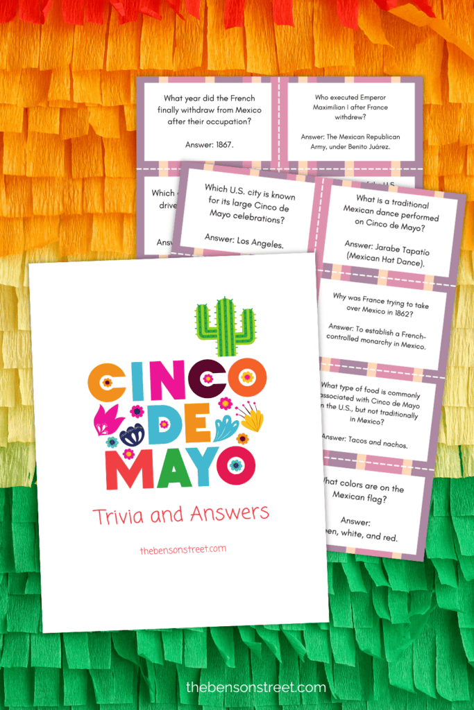 Set of 50 Free printable of question cards for Cinco de Mayo