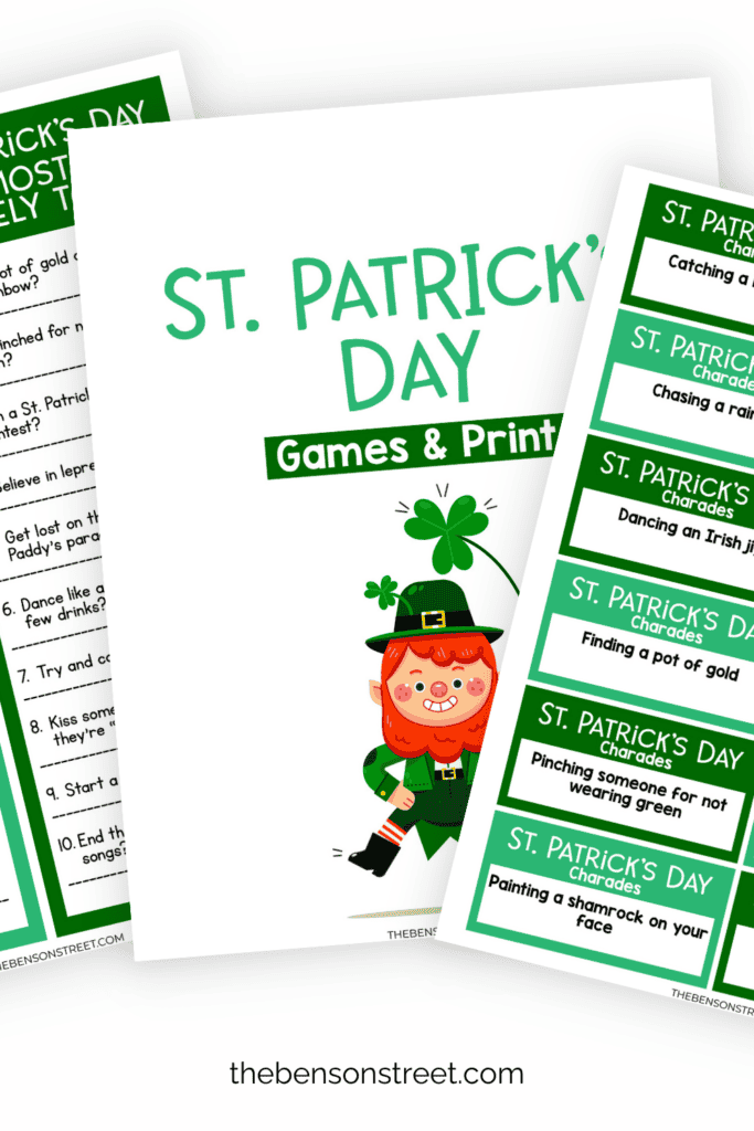 Set of free printable games for St. Patrick's Day
