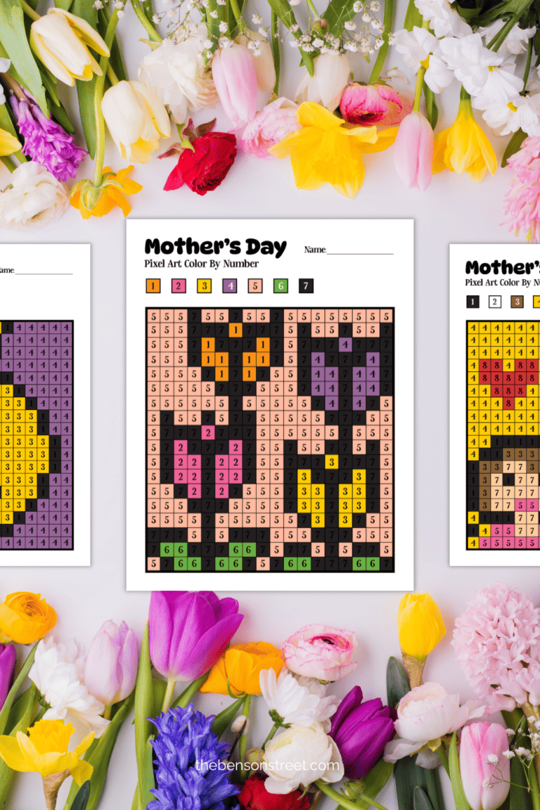 Simple to color mystery picture color by numbers to celebrate Mother's Day