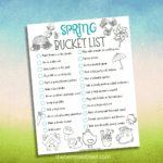 Spring Bucket List for Kids with coloring elements
