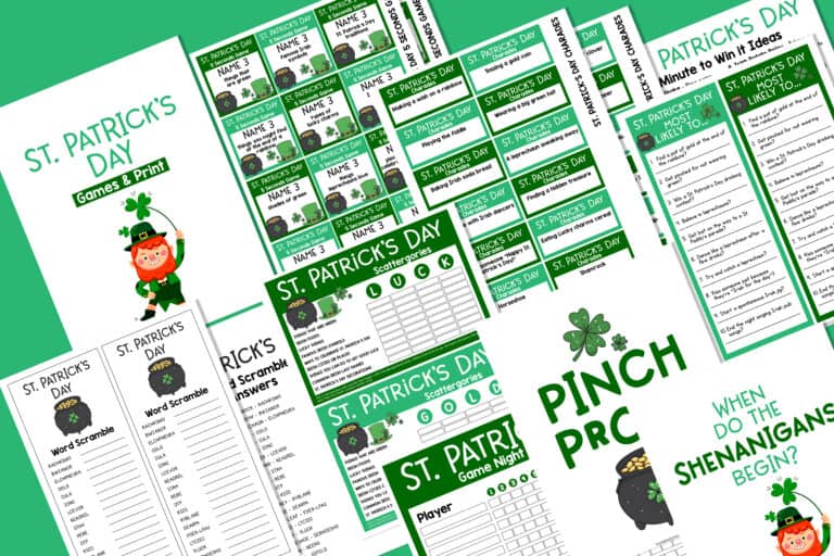 Flat Lay of St. Patrick's Day Games for families
