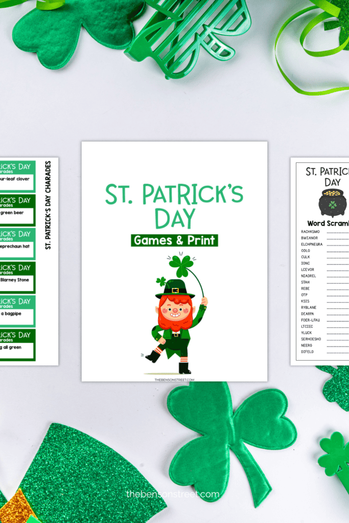 St. Patrick's Day Games and Prints with a scorecard for games to play on March 17th