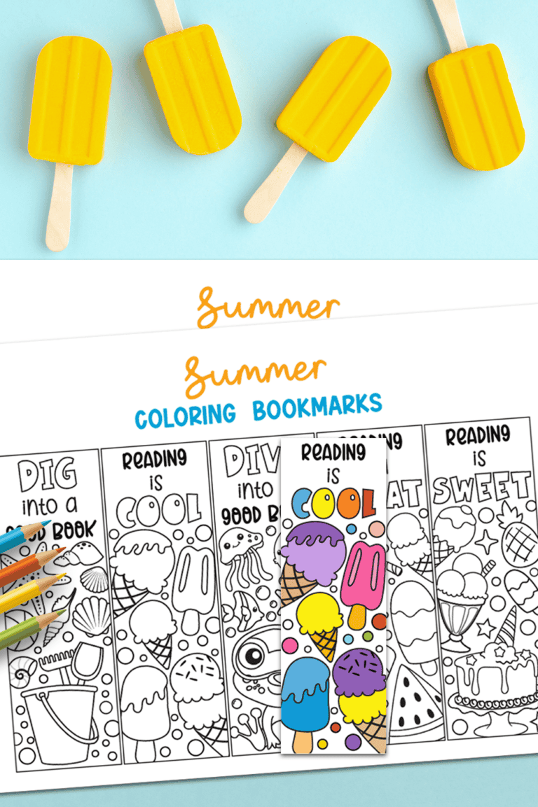 Free Printable Summer Bookmarks to Color: 5 Designs