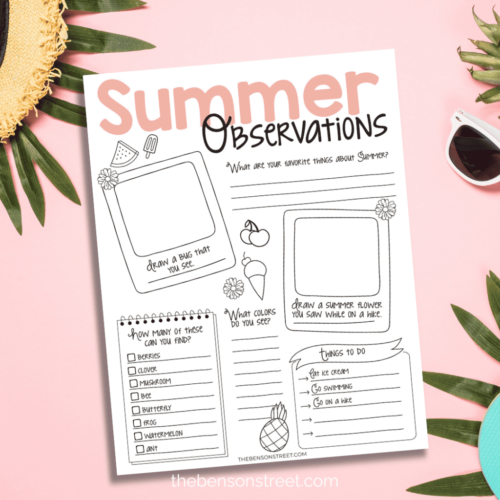 Summer Observations Worksheet Free Printable for Kids