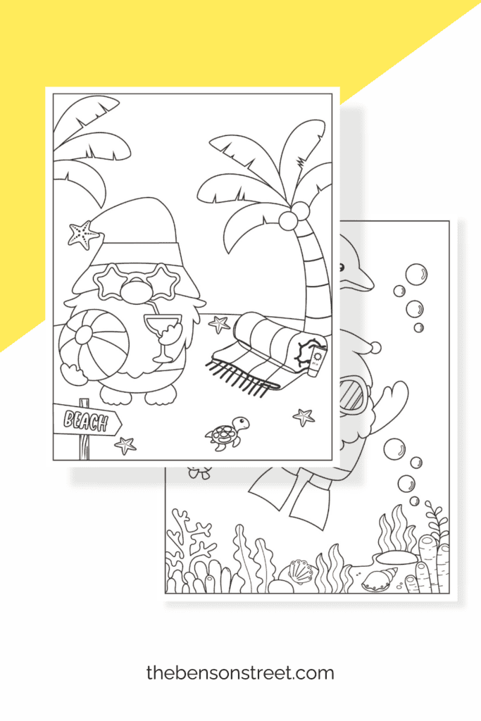 Ten Free Printable Summer Gnomes Coloring Pages