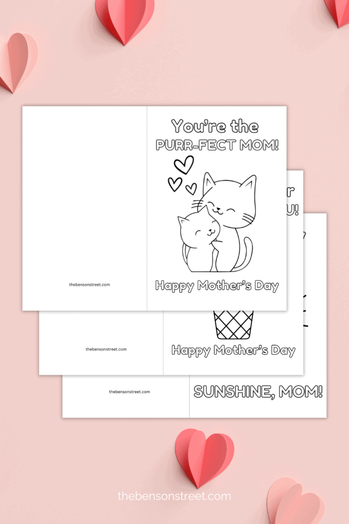 Three Free printable Mother's Day coloring cards