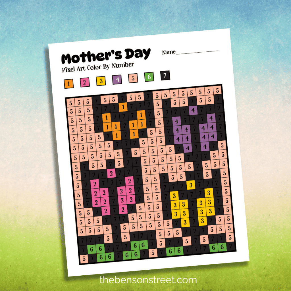 Tulips Free Printable Mother's Day Color by Number Pages