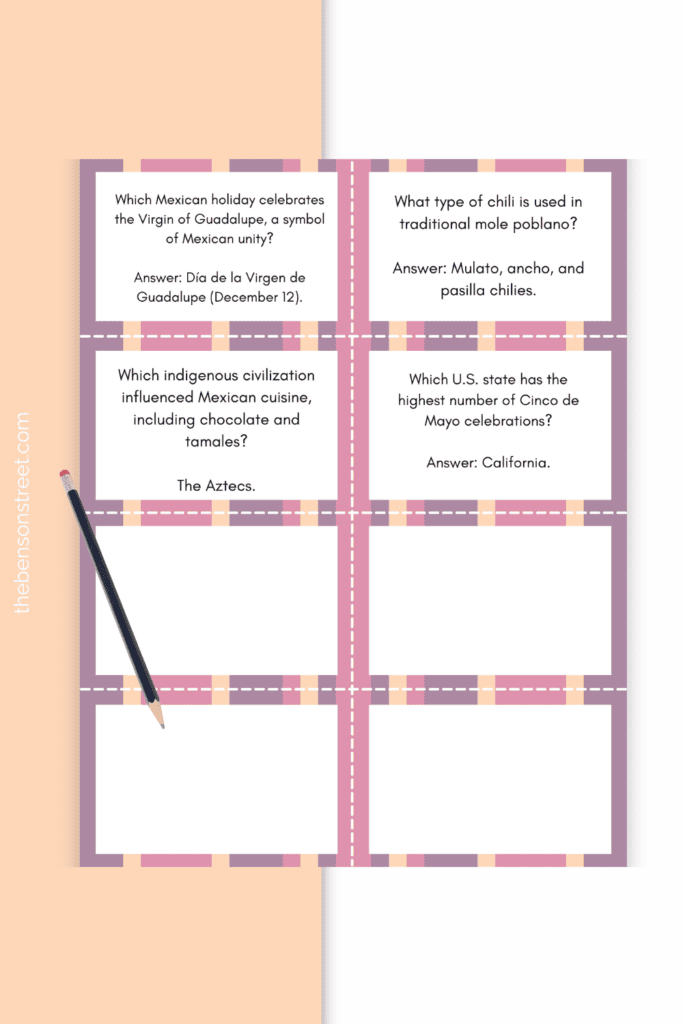 Write your own trivia cards for Cinco de Mayo plus, premade ones to print to