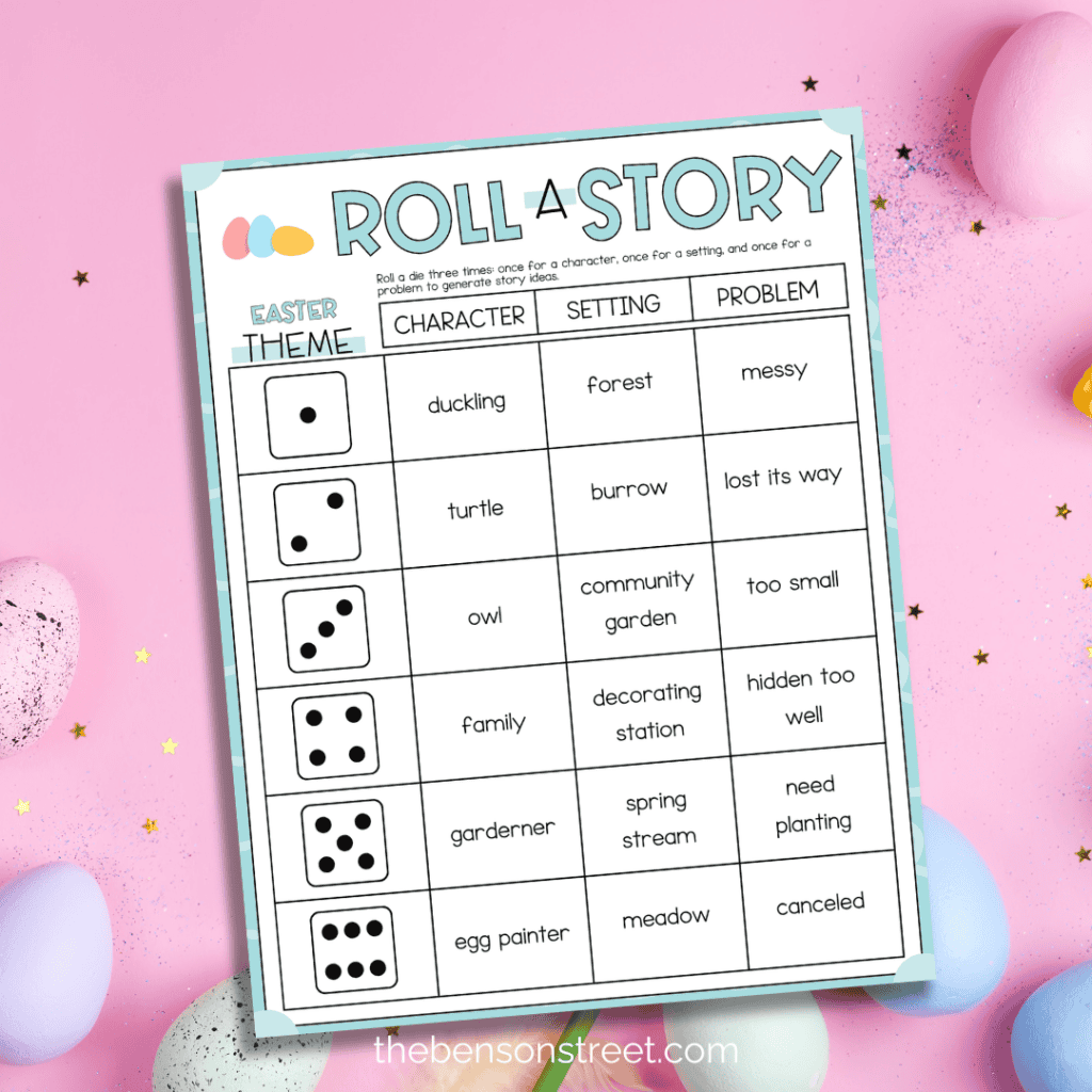 Writing Activity Easter Roll a Story Free Printable