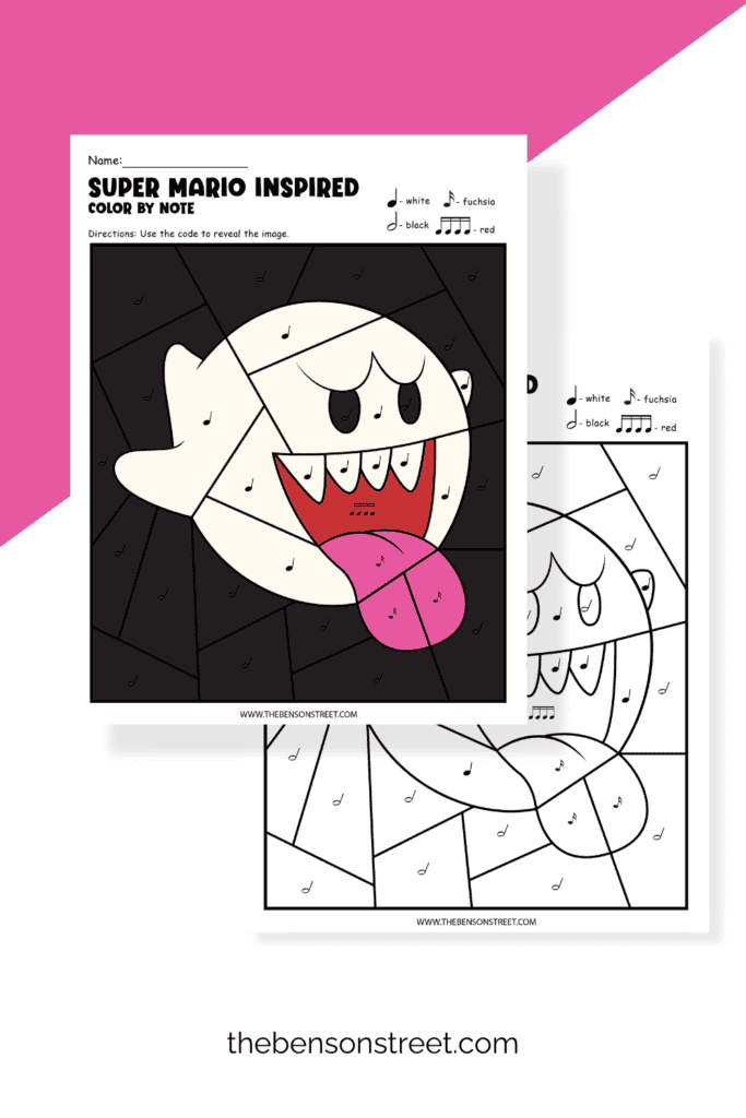 Boo Color by Note Page Free to Printable colored in and ready to color