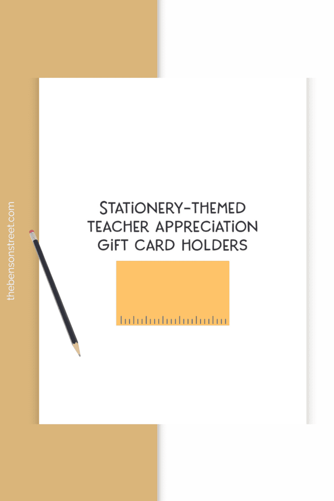 Cover page for Stationery themed teacher appreciation gift card holders