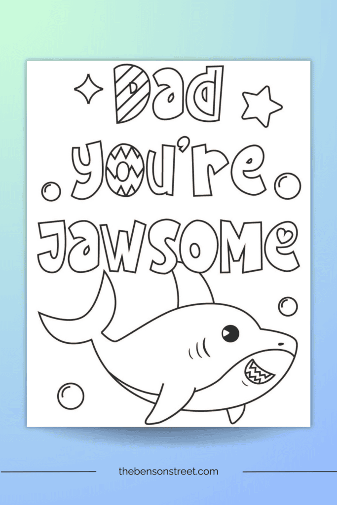 Dad You're Jawsome coloring card for Father's Day free printable