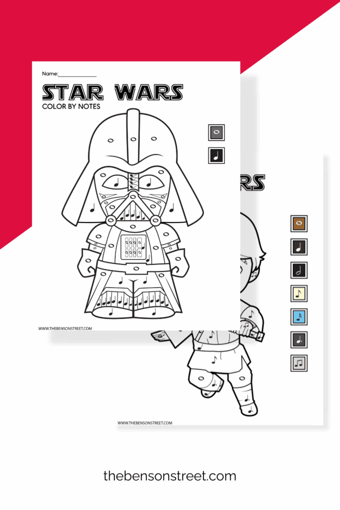 Darth Vader and Luke Skywalker Color by Note Free Printable coloring pages