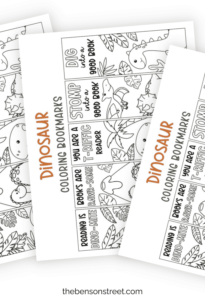Dinosaur Coloring Bookmarks Free Printable to color