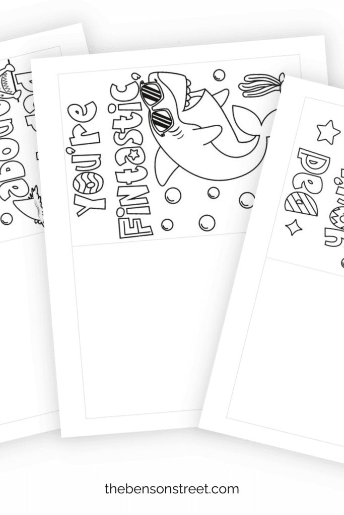 Fanned out free printable Father's Day cards for kids to color
