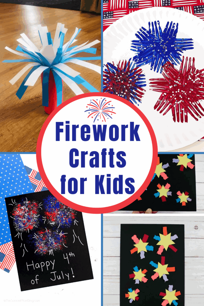 Firework Crafts for kids collage of four different ideas