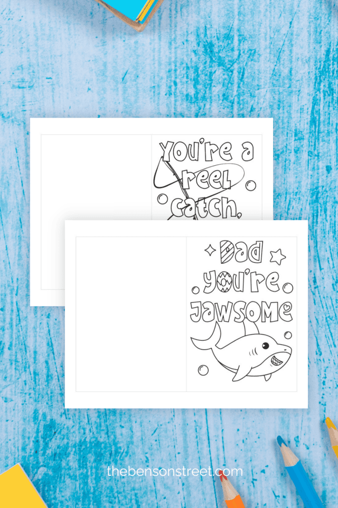 Free Coloring Cards for Father's Day for kids to color on a background