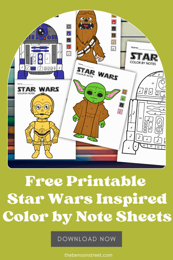 Free Printable Star Wars Inspired Color by Note Sheets download now