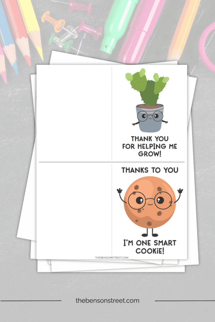 Free Printable Teacher appreciation Tag with a succulent and a cookie