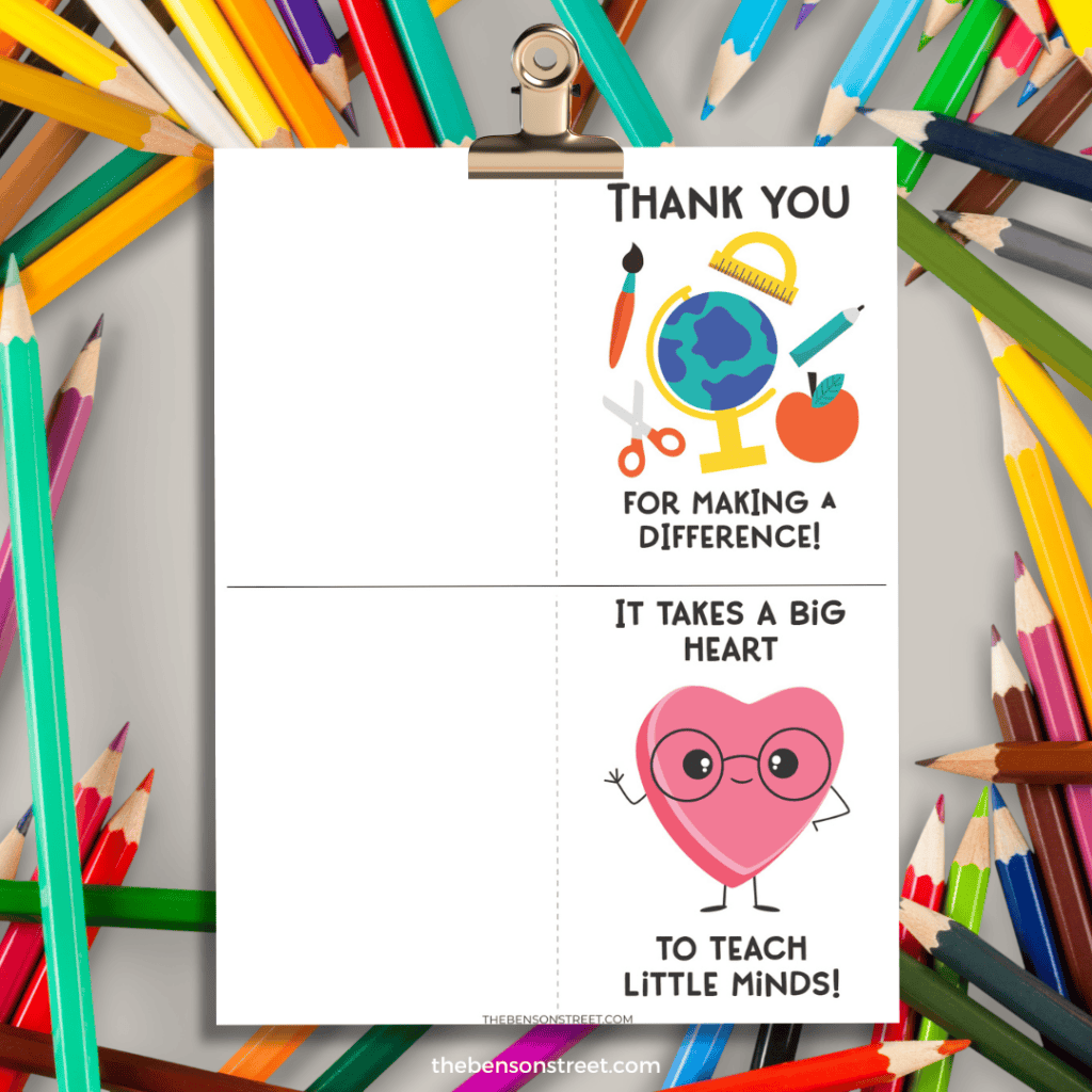 Free Printable Thank you cards for teachers