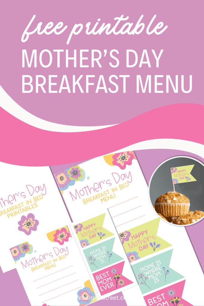 Free printable Mother's Day Breakfast menu and tags to print out and use on Mother's Day