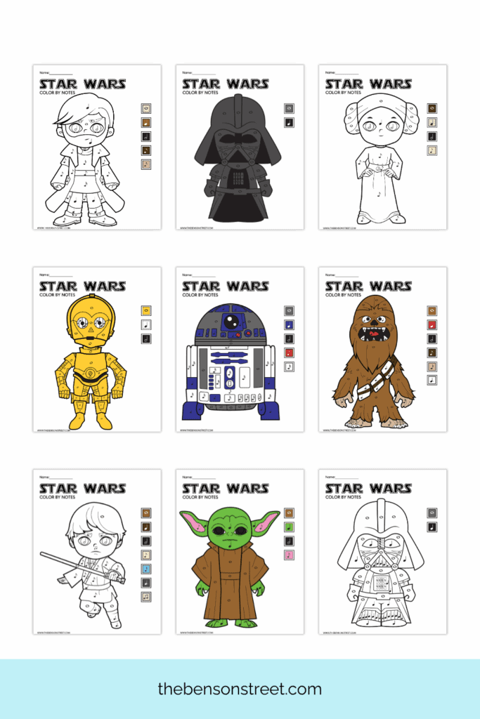 Free to Print Star Wars Color by Note Coloring Pages