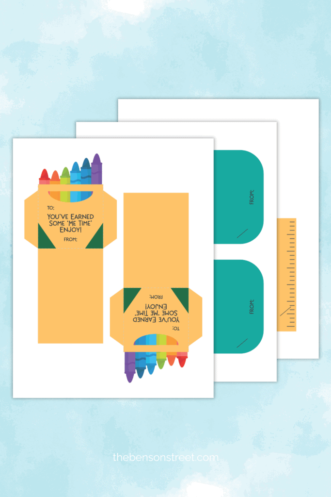 Free to print gift card holders for teachers with a school supplies theme