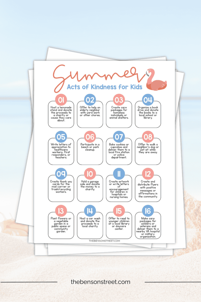 Ideas for summer acts of kindness for kids boredom buster