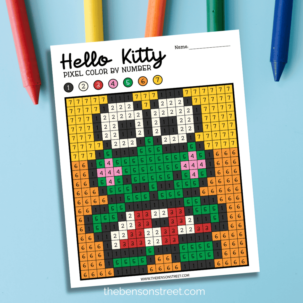 Keroppi Coloring Page free printable color by number