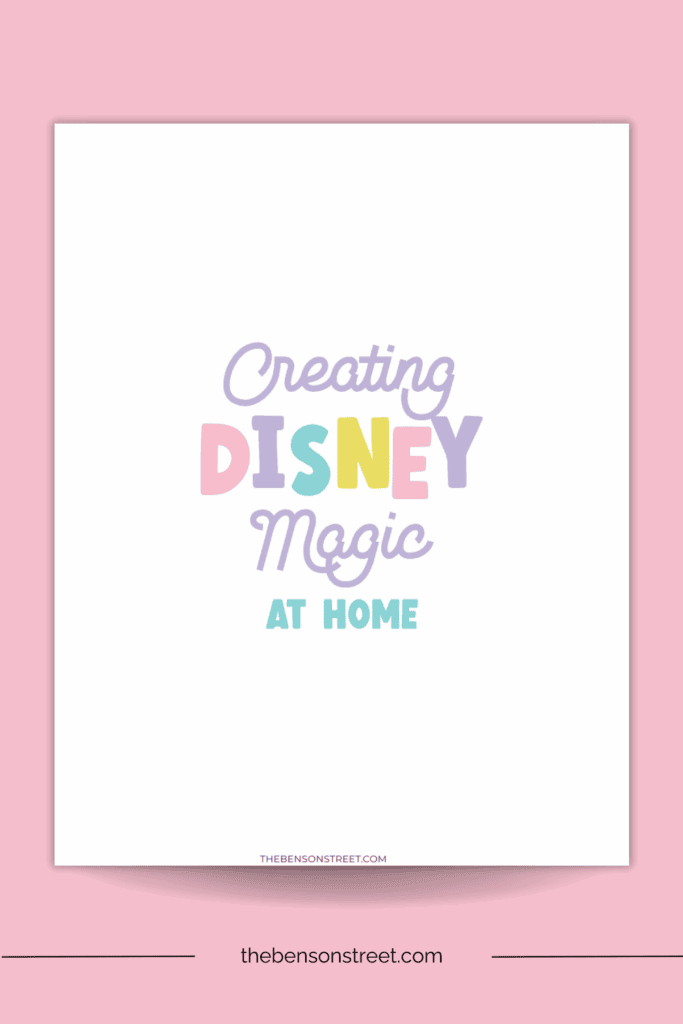 Lists for creating disney magic at home title page on a pink background