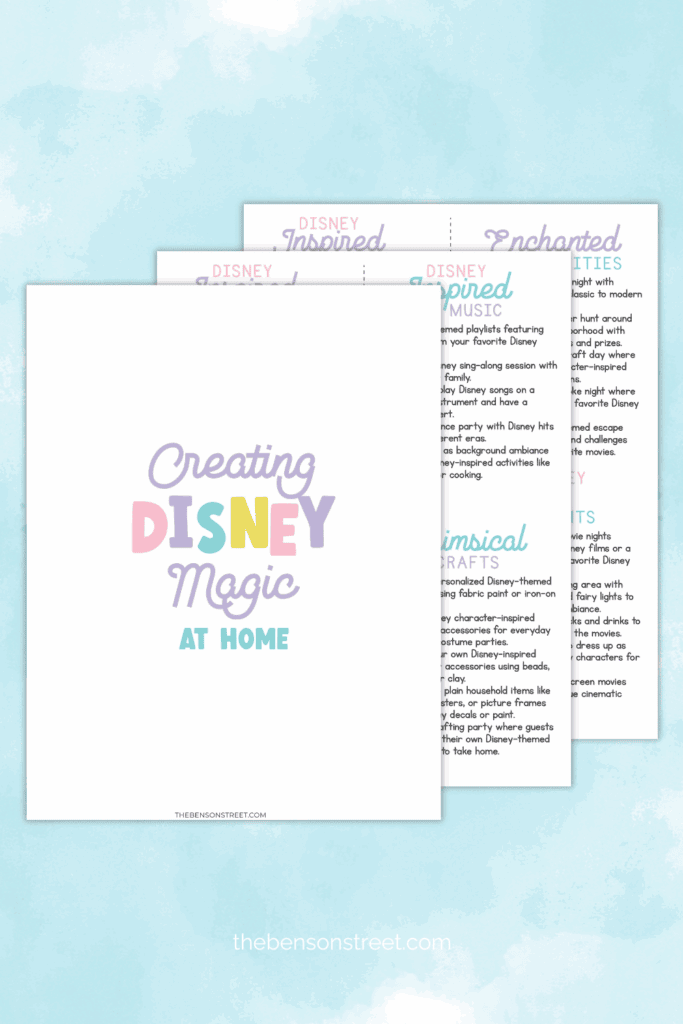 Lists of Disney Activities to celebrate at home with a free printable