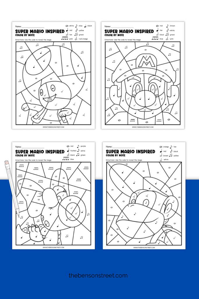Mario Themed Color by Note Free Printable Set