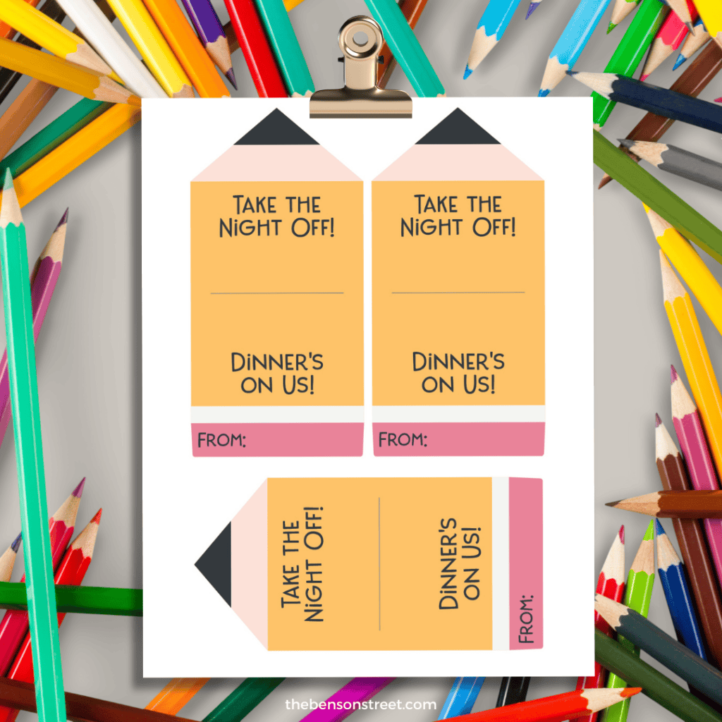 Pencil Gift Card Teacher Appreciation printable holders