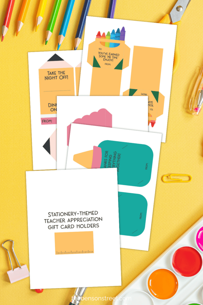 Set of Four different gift card holders for teacher gift ideas using any gift card