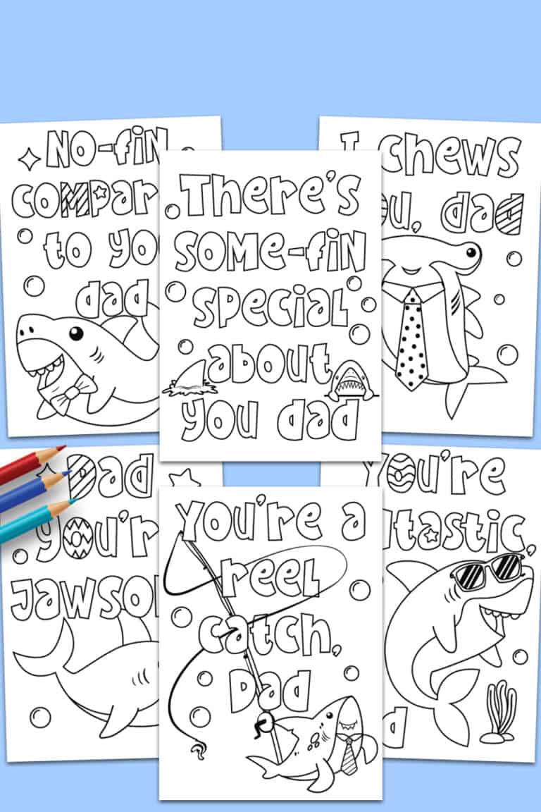 Free Printable Shark Father’s Day Cards for Kids to Color